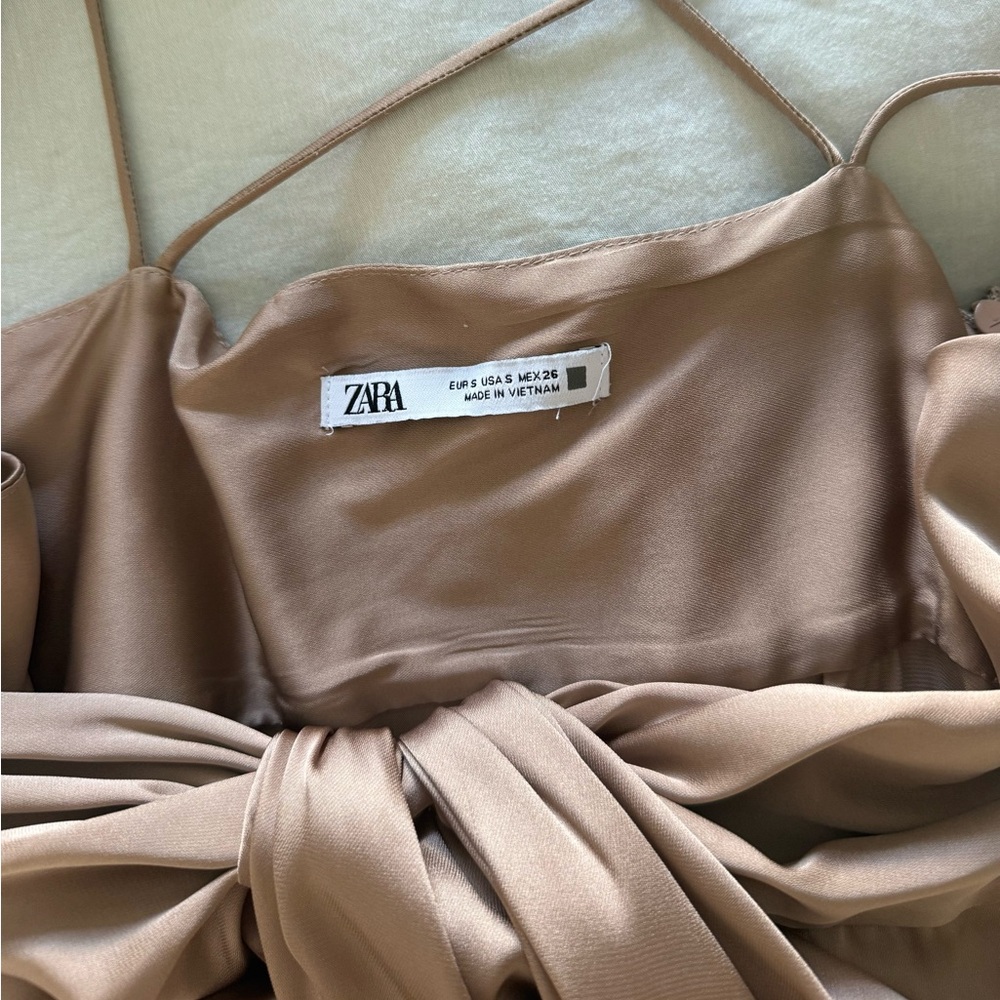 Zara - Knotted Tan Slip Dress, size S - Picture 3 of 4